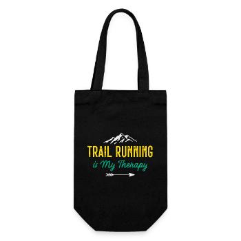 Trailrunning ist meine Therapie - Geschenkbeutel für Flaschen - Schwarz - Vorne