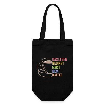 Kaffee Trinken Koffein Kaffeetasse Statement - Geschenkbeutel für Flaschen - Schwarz - Vorne