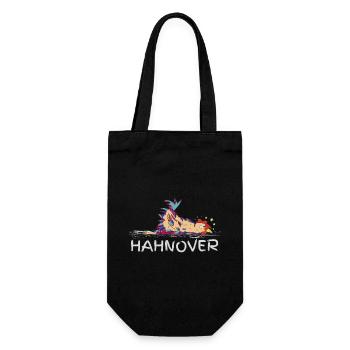 Hahnover... gerupfter Hahn, bunt - Geschenkbeutel für Flaschen - Schwarz - Vorne