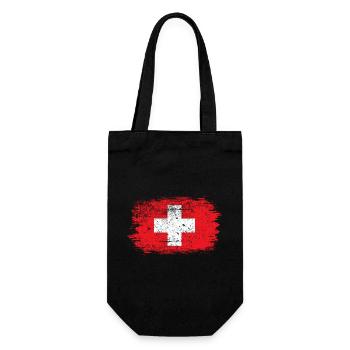Red Brush Swiss Cross Design - Gift Bag for Bottles - black - Front