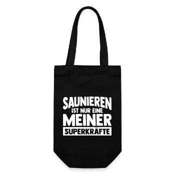 Wellness Saunieren Sauna - Geschenkbeutel für Flaschen - Schwarz - Vorne