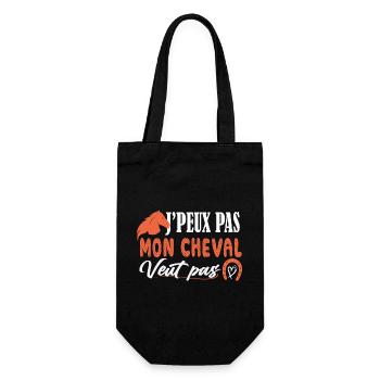 J'peux pas Mon cheval veut pas - poney - cavaliére - Sac à bouteille - noir - Devant