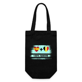 Spain and Belgium flag 100% genius - Gift Bag for Bottles - black - Front