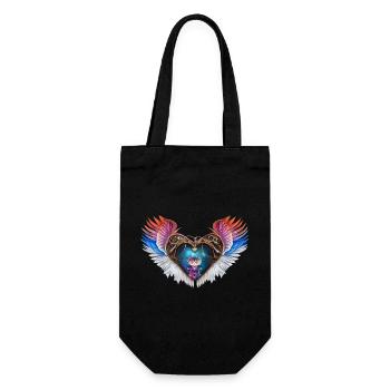 The elegant heart with wings and kitten. - Gift Bag for Bottles - black - Front