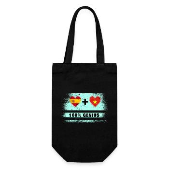 Spanien und Vietnam 100% Flaggengenie - Geschenkbeutel für Flaschen - Schwarz - Vorne