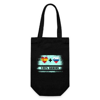Spanien und Slowenien 100% Flaggengenie - Geschenkbeutel für Flaschen - Schwarz - Vorne