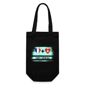 Drapeau France et Suisse 100% génial - Sac à bouteille - noir - Devant