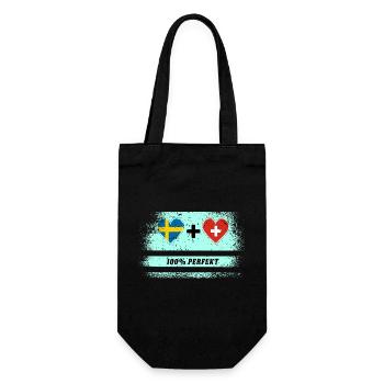 Schweiz & Schweden 100% Perfect / Geschenk - Geschenkbeutel für Flaschen - Schwarz - Vorne