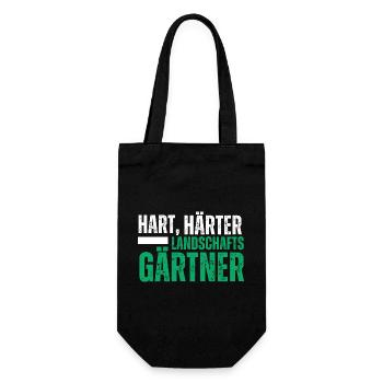 Hart Härter Landschaftsgärtner. Garten Spruch - Geschenkbeutel für Flaschen - Schwarz - Vorne