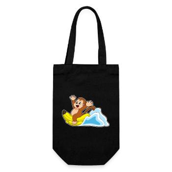 Affe Banane - Geschenkbeutel für Flaschen - Schwarz - Vorne
