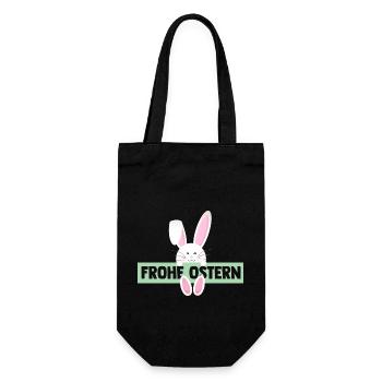 Osterhase Hase Ostern - Geschenkbeutel für Flaschen - Schwarz - Vorne