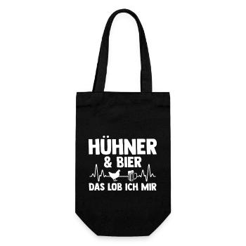 Huhn Landwirt Bauernhof Bier Hühner - Geschenkbeutel für Flaschen - Schwarz - Vorne
