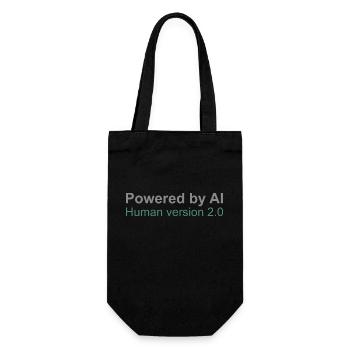 Powered by AI: Human version 2.0 - Gift Bag for Bottles - black - Front