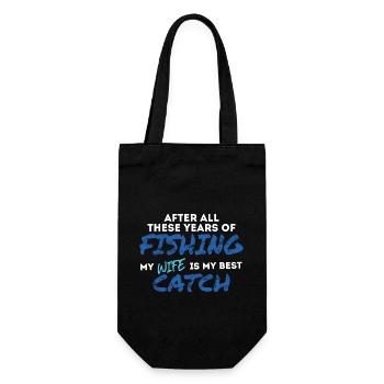 After all these years of fishing my wife is still. - Gift Bag for Bottles - black - Front