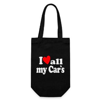 I Love All My Cars - Geschenkbeutel für Flaschen - Schwarz - Vorne