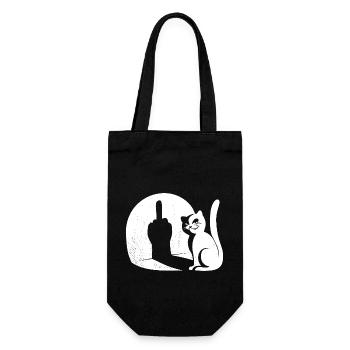 Fuck You - Cat - Middle Finger - See the sign - Gift Bag for Bottles - black - Front
