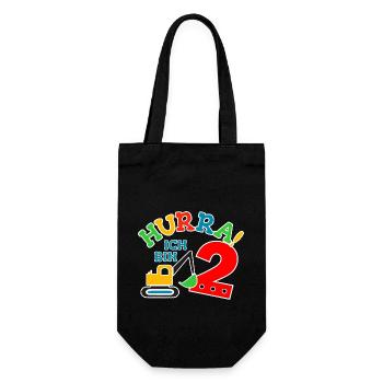 2. Geburstag Bagger - Geschenkbeutel für Flaschen - Schwarz - Vorne