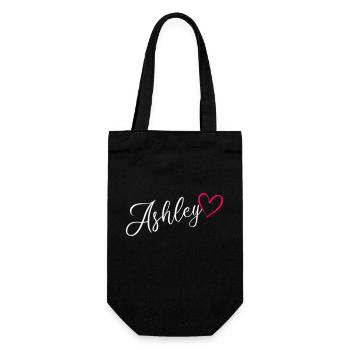 Ashley Name Vorname Herz Pink - Geschenkbeutel für Flaschen - Schwarz - Vorne