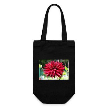 Dahlia Red Blossom ,Flower - Gift Bag for Bottles - black - Front
