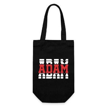 Adam T-Shirt T-Shirt Geschenkidee mit gestapeltem Text - Geschenkbeutel für Flaschen - Schwarz - Vorne