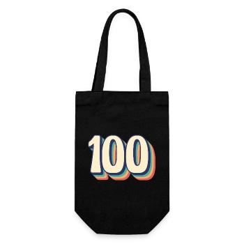 Vintage Retro Number 100 One Hundred T-Shirt - Gift Bag for Bottles - black - Front