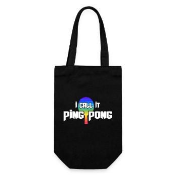 Ping Pong Tischtennis Tischtennisspieler - Geschenkbeutel für Flaschen - Schwarz - Vorne