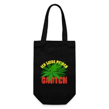 Ich liebe meinen Garten - Hanf - Cannabis legal - Geschenkbeutel für Flaschen - Schwarz - Vorne