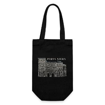 Trier, Porta Nigra Welterbe, Deutschland Zeichnung - Geschenkbeutel für Flaschen - Schwarz - Vorne