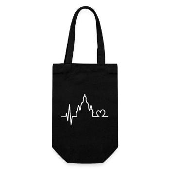 Herzschlag Frauenkirche Dresden Puls Symbol Logo - Geschenkbeutel für Flaschen - Schwarz - Vorne