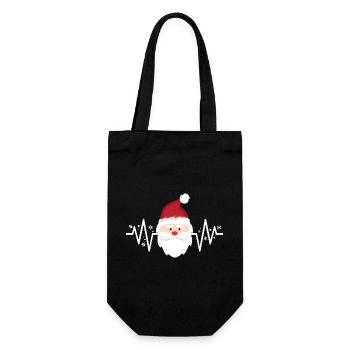 Weihnachtsmann Cool Herzschlag - Geschenkbeutel für Flaschen - Schwarz - Vorne
