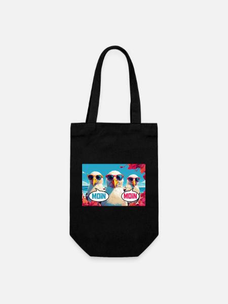 Moin Moin Möwen - Geschenkbeutel für Flaschen - Schwarz