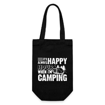 Happy Hour When I am Camping - Gift Bag for Bottles - black - Front