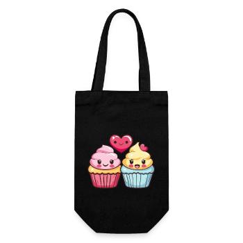 Muffin Couple Love Heart Comic - Gift Bag for Bottles - black - Front