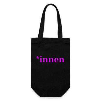 *innen Geschenkidee pro Gendern Feminismus innen - Geschenkbeutel für Flaschen - Schwarz - Vorne