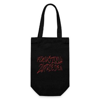 fucktisch zufrieden - Geschenkbeutel für Flaschen - Schwarz - Vorne