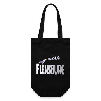 Flensburg Möwe & Moin Design - Geschenkbeutel für Flaschen - Schwarz - Vorne