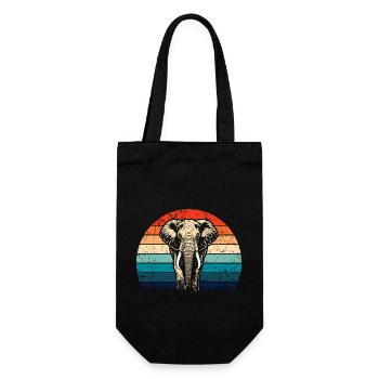 Elefant - Großwild, Stoßzahn, Elfenbein sunset - Geschenkbeutel für Flaschen - Schwarz - Vorne