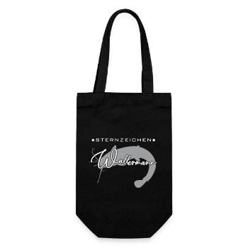 Welsmotiv und lustiger Spruch für Wallerfischer - Geschenkbeutel für Flaschen - Schwarz - Vorne