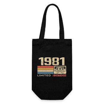Legenden 1981 Jahrgang 1981 Jubiläum Jahrgang 1981 - Geschenkbeutel für Flaschen - Schwarz - Vorne