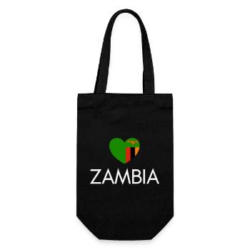 Herz mit sambischer Flagge, ich liebe Sambia - Geschenkbeutel für Flaschen - Schwarz - Vorne