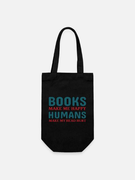Books make me happy - Gift Bag for Bottles - black