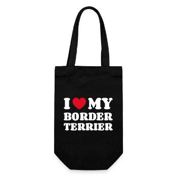 J’aime mon border terrier cadeau propriétaire de chien - Sac à bouteille - noir - Devant