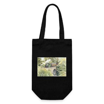 Aquarell-Dampfeisenbahn-Viadukt - Geschenkbeutel für Flaschen - Schwarz - Vorne