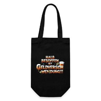 Halb Besoffen ist Geldverschwendung - Geschenkbeutel für Flaschen - Schwarz - Vorne