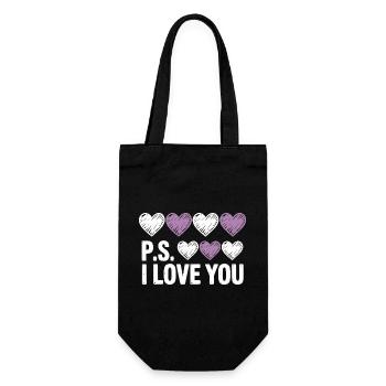 PS I Love You Day Lila Herz Valentinstag - Geschenkbeutel für Flaschen - Schwarz - Vorne