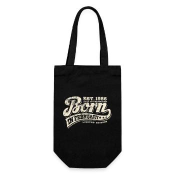 Born in February 1986 - Birthday - Gift - Gift Bag for Bottles - black - Front
