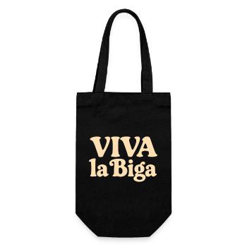 Viva la Biga - Es lebe der Vorteig! - Geschenkbeutel für Flaschen - Schwarz - Vorne