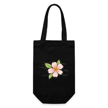 Cherry blossom in embroidery style - Gift Bag for Bottles - black - Front