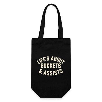 Basketball Life's About Buckets And Assists Baller - Gift Bag for Bottles - black - Front