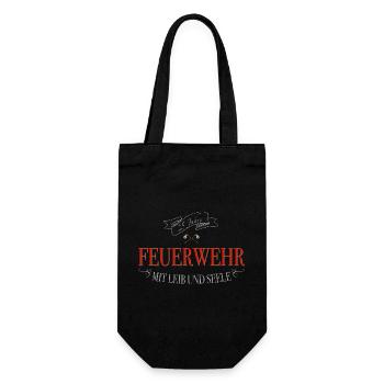 Feuerwehr Leib und Seele 25 Jahre - Geschenkbeutel für Flaschen - Schwarz - Vorne